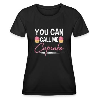 Mignon tu peux m’appeler cupcake pâtisserie glaçage rose - T-shirt sport Femme - noir - Devant - AI Model Female 172 light (172cm)