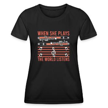 Oboist Oboe Basoonist Marching Band Instrumen - Frauen Funktions-T-Shirt - Schwarz - Vorne - AI Model Female 172 light (172cm)