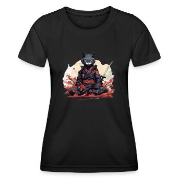Japanische Kunst Katze Kawaii Anime - Frauen Funktions-T-Shirt - Schwarz - Vorne - AI Model Female 172 light (172cm)