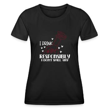 Je bois du vin de manière responsable, je - T-shirt sport Femme - noir - Devant - AI Model Female 172 light (172cm)