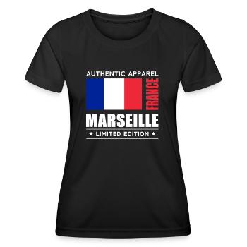 Marseille - T-shirt sport Femme - noir - Devant - AI Model Female 172 light (172cm)