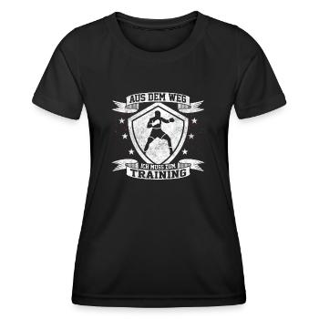 Aus dem Weg Ich muss zum Training Boxen Boxer - Frauen Funktions-T-Shirt - Schwarz - Vorne - AI Model Female 172 light (172cm)