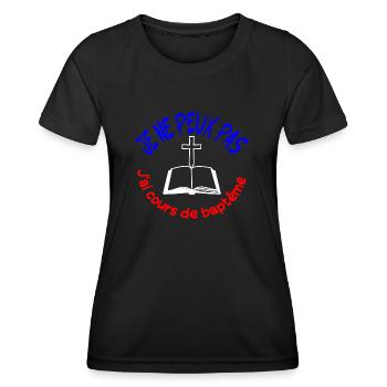 ICH KANN NICHT AN TAUFKURSEN TEILNEHMEN - Frauen Funktions-T-Shirt - Schwarz - Vorne - AI Model Female 172 light (172cm)