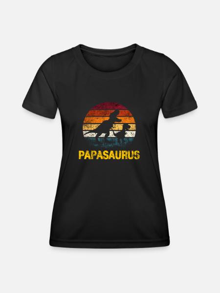 Papa Father Papasaurus Retro vintage Father's Day - Women's Functional T-Shirt - black