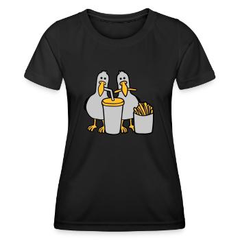 Fast food stolen seagulls - Women's Functional T-Shirt - black - Front - AI Model Female 172 light (172cm)