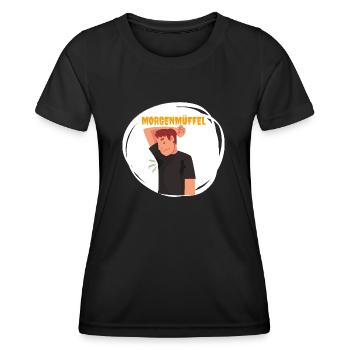 Morgenmüffel - Frauen Funktions-T-Shirt - Schwarz - Vorne - AI Model Female 172 light (172cm)