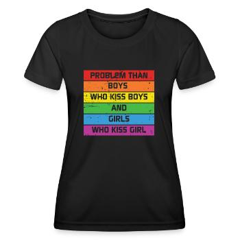 LBGT Flag Gay Pride Human Vintage Rainbow - Frauen Funktions-T-Shirt - Schwarz - Vorne - AI Model Female 172 light (172cm)