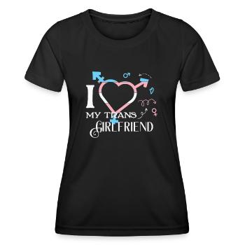 LBGT Flag Gay Pride J’aime ma petite amie trans - T-shirt sport Femme - noir - Devant - AI Model Female 172 light (172cm)