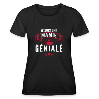 mamie géniale / cadeau humour mamie - T-shirt sport Femme - noir - Devant - AI Model Female 172 light (172cm)