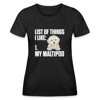 Chien Maltipoo - T-shirt sport Femme - noir - Devant - AI Model Female 172 light (172cm)