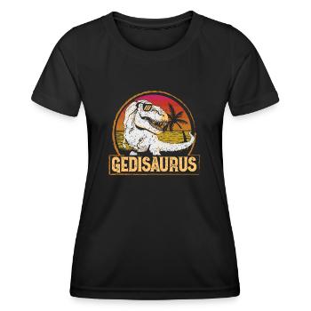 Gedisaurus Gedi Taufgedi - Frauen Funktions-T-Shirt - Schwarz - Vorne - AI Model Female 172 light (172cm)