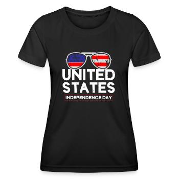 JOUR DE L’INDÉPENDANCE DES ÉTATS-UNIS - T-shirt sport Femme - noir - Devant - AI Model Female 172 light (172cm)