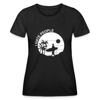 Surfing Surfboard Surfer Geschenkidee - Frauen Funktions-T-Shirt - Schwarz - Vorne - AI Model Female 172 light (172cm)