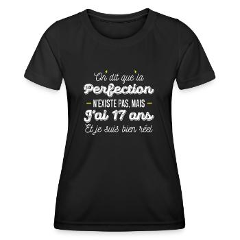 17 ans de perfection / humour anniversaire 17 ans - T-shirt sport Femme - noir - Devant - AI Model Female 172 light (172cm)