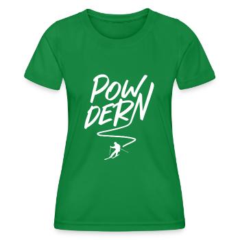 Powdering Deep Snow Skiing - Women's Functional T-Shirt - kelly green - Front - AI Model Female 172 dark (172cm)
