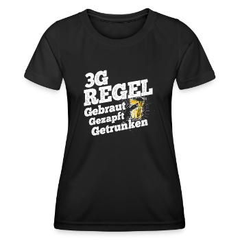 3G-Regel Gebraut Gezapft Getrunken Saufen Bierlieb - Frauen Funktions-T-Shirt - Schwarz - Vorne - AI Model Female 172 light (172cm)