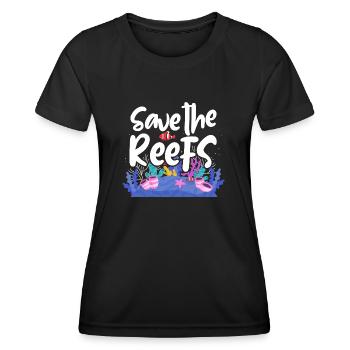 Save The Reefs Marine Protection Scuba Diving - Women's Functional T-Shirt - black - Front - AI Model Female 172 light (172cm)