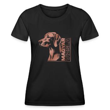 Magyar Vizsla Zeichnung Kopf rosegold - Frauen Funktions-T-Shirt - Schwarz - Vorne - AI Model Female 172 light (172cm)