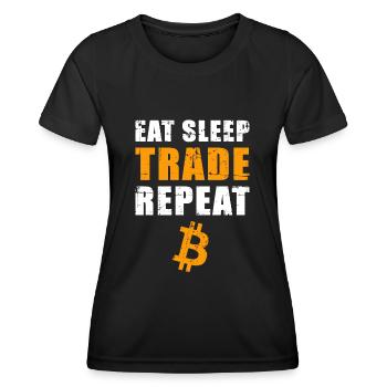 EAT SLEEP TRADE REPEAT Bitcoin Trader - T-shirt sport Femme - noir - Devant - AI Model Female 172 light (172cm)