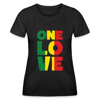 Rastafari ONE LOVE Reggae Style - Frauen Funktions-T-Shirt - Schwarz - Vorne - AI Model Female 172 light (172cm)