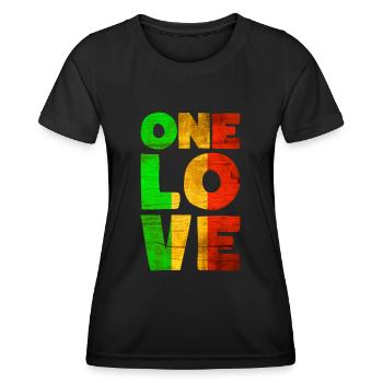 Rastafari ONE LOVE Reggae Style - Frauen Funktions-T-Shirt - Schwarz - Vorne - AI Model Female 172 light (172cm)