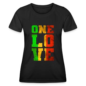 ONE LOVE Reggae Musique - T-shirt sport Femme - noir - Devant - AI Model Female 172 light (172cm)