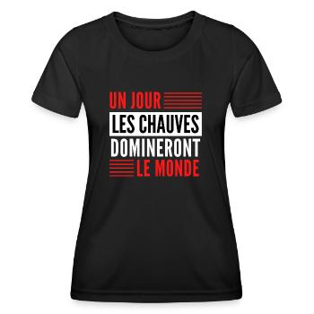 Un jour les chauves domineront le monde - T-shirt sport Femme - noir - Devant - AI Model Female 172 light (172cm)