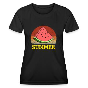 Sommer Wassermelone Vintage Sunset Retro - Frauen Funktions-T-Shirt - Schwarz - Vorne - AI Model Female 172 light (172cm)