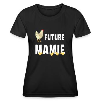 Future Mamie avec Petits Poussins - T-shirt sport Femme - noir - Devant - AI Model Female 172 light (172cm)