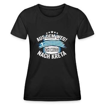 Aus dem Weg Kreta Griechenland Urlaub - Frauen Funktions-T-Shirt - Schwarz - Vorne - AI Model Female 172 light (172cm)