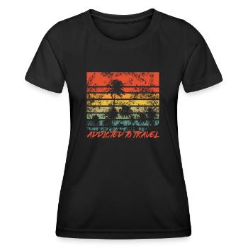 Palm Retro Addicted to travel - Women's Functional T-Shirt - black - Front - AI Model Female 172 light (172cm)