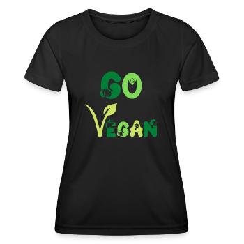 Go Vegan Veganer Veganerin Pro Veggie Green Color - T-shirt sport Femme - noir - Devant - AI Model Female 172 light (172cm)