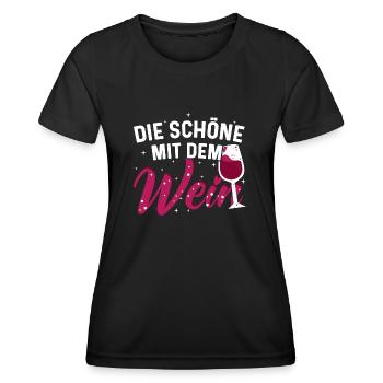 Wein Weintrinkerin Frau Die Schöne mit dem Wein - Frauen Funktions-T-Shirt - Schwarz - Vorne - AI Model Female 172 light (172cm)