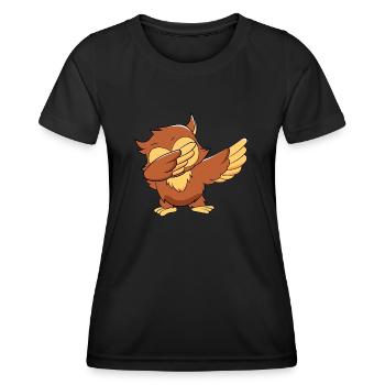 Funyy Dabbing Owl Owlet Bird Lover Ornithologist - Women's Functional T-Shirt - black - Front - AI Model Female 172 light (172cm)