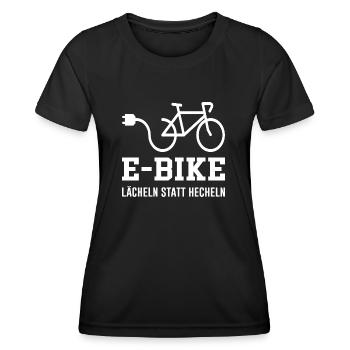 Fahrrad E-bike Humor Lustiger Spruch - Frauen Funktions-T-Shirt - Schwarz - Vorne - AI Model Female 172 light (172cm)