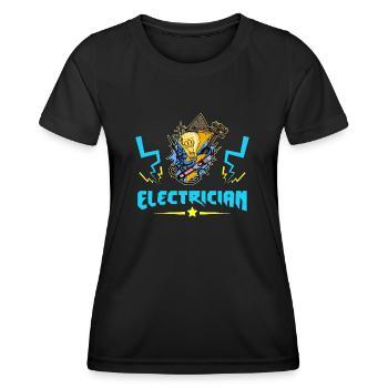 Électricien Électricien Technicien d’éclairage Lampe - T-shirt sport Femme - noir - Devant - AI Model Female 172 light (172cm)