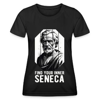 Sénèque Stoïcisme Philosophe stoïcien - T-shirt sport Femme - noir - Devant - AI Model Female 172 light (172cm)