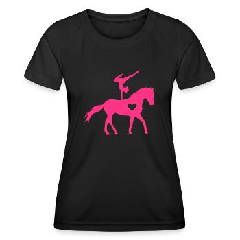 Voltige équestre Voltige à cheval Amour coeur - T-shirt sport Femme - noir - Devant - AI Model Female 172 light (172cm)