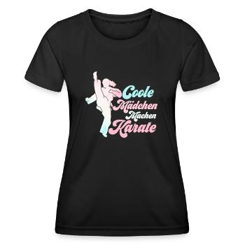 Coole Mädchen machen Karate Kampfsport Training - Frauen Funktions-T-Shirt - Schwarz - Vorne - AI Model Female 172 light (172cm)