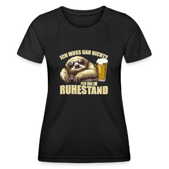 Ich muss gar nichts ich bin im Ruhestand Faultier - Frauen Funktions-T-Shirt - Schwarz - Vorne - AI Model Female 172 light (172cm)
