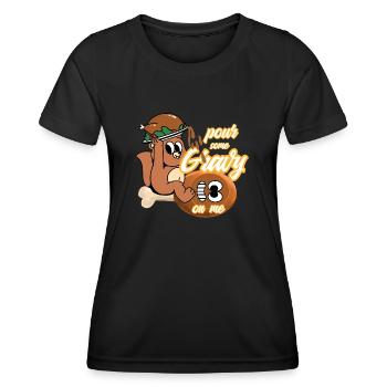 Danksagung mit Sosse - Frauen Funktions-T-Shirt - Schwarz - Vorne - AI Model Female 172 light (172cm)