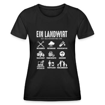 Ein Landwirt ist auch gleichzeitig ein... - Frauen Funktions-T-Shirt - Schwarz - Vorne - AI Model Female 172 light (172cm)