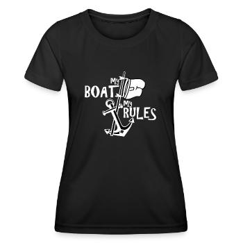 MY BOAT MY RULES CAPTAIN - Women's Functional T-Shirt - black - Front - AI Model Female 172 light (172cm)