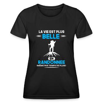 La Vie est plus belle en Randonnée humour cadeau - T-shirt sport Femme - noir - Devant - AI Model Female 172 light (172cm)