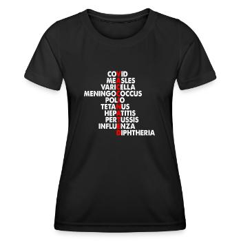 vaccine words - Women's Functional T-Shirt - black - Front - AI Model Female 172 light (172cm)
