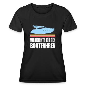 Motorboot Sportboot Kapitän Spruch - Frauen Funktions-T-Shirt - Schwarz - Vorne - AI Model Female 172 light (172cm)