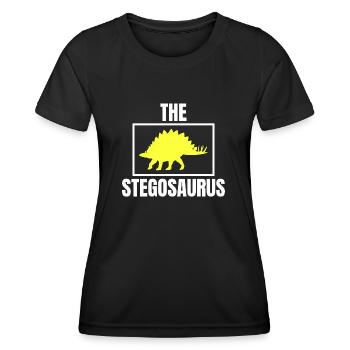 THE STEGOSAURUS DINO DINOSAURE - T-shirt sport Femme - noir - Devant - AI Model Female 172 light (172cm)
