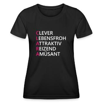 Clara Name Geschenk - Frauen Funktions-T-Shirt - Schwarz - Vorne - AI Model Female 172 light (172cm)
