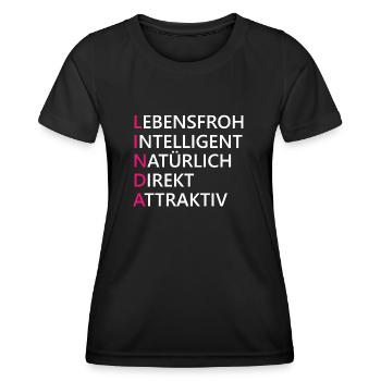 Linda Name Geschenk - Frauen Funktions-T-Shirt - Schwarz - Vorne - AI Model Female 172 light (172cm)