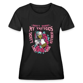 Tatouage de serpent - photo avec femme et roses - T-shirt sport Femme - noir - Devant - AI Model Female 172 light (172cm)